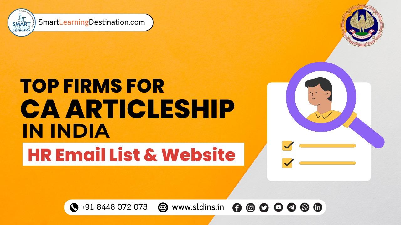 Top Firms for CA Articleship in India HR Email List & Website