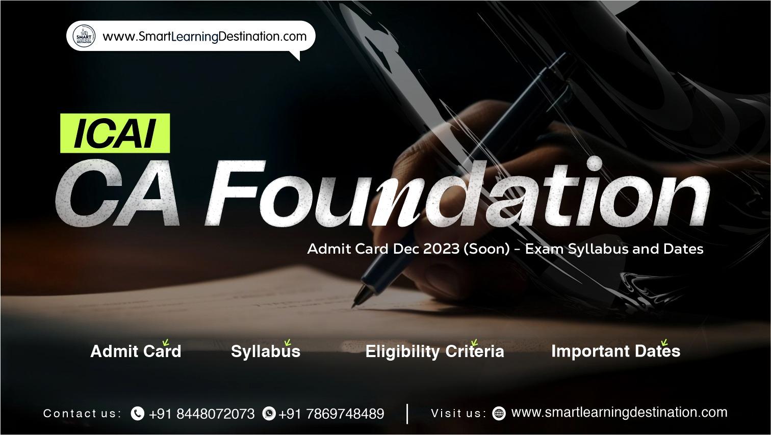 ICAI CA Foundation Admit Card Dec 2023